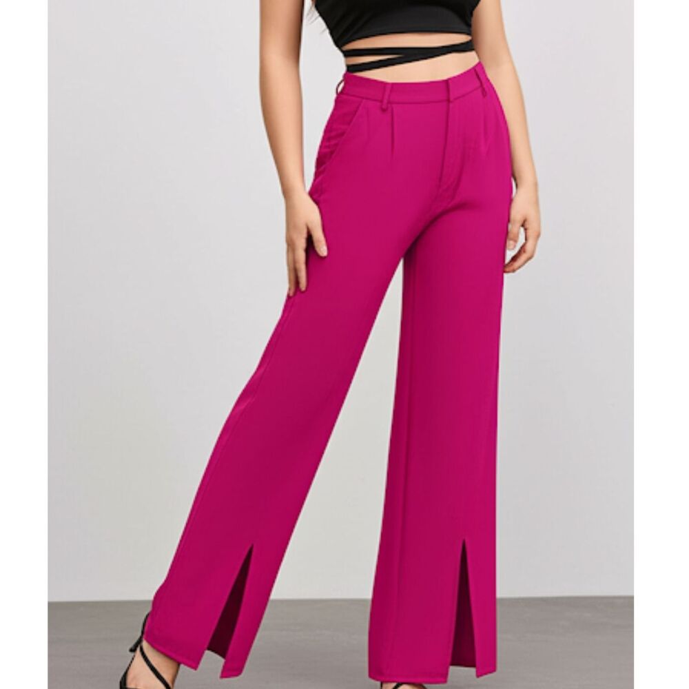 NEW Happily Grey Magenta Pink Wide Leg Trousers Size 7